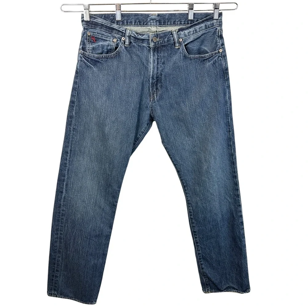 Polo Ralph Lauren Mens 34x32 Jeans Straight Leg Medium Wash Blue Denim Logo 1764